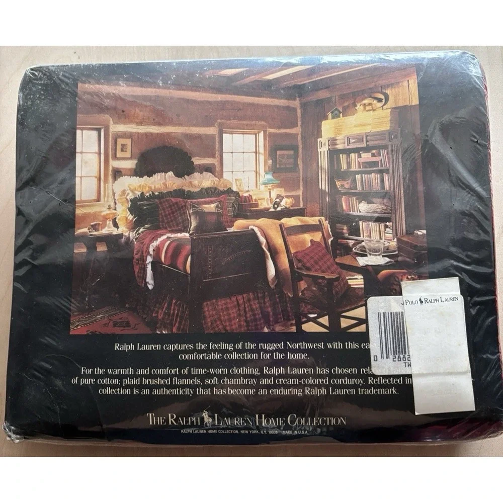 Vintage Ralph Lauren Flat Sheet Twin NIP NOS Jackson Red Plaid Flannel Cotton